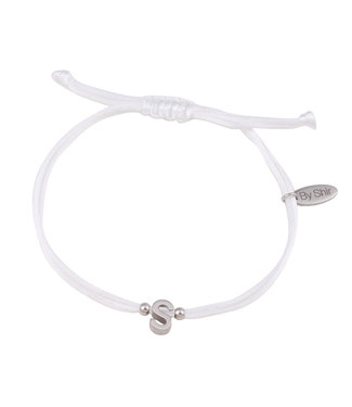 By Shir Bracelet Silk cord White with Letter stainless steel
