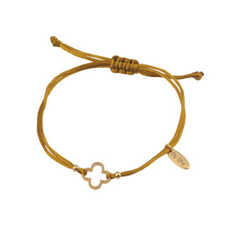 By Shir Bracelet silk cord olive clover (gold-plated) stainless steel