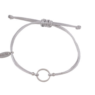 By Shir Bracelet silk cord gray circle stainless steel