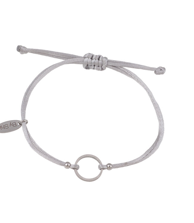 By Shir Bracelet silk cord gray circle stainless steel