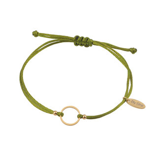 By Shir Bracelet silk cord green circle (gold-plated) stainless steel