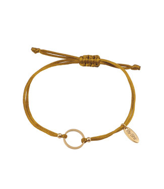 By Shir Bracelet silk cord olive circle (gold-plated) stainless steel