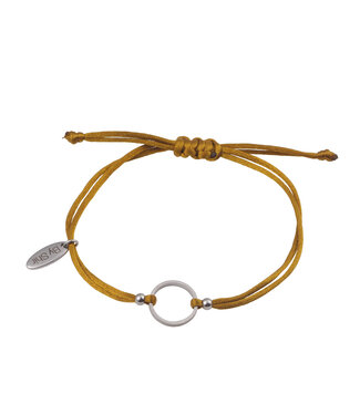 By Shir Bracelet silk cord olive circle stainless steel