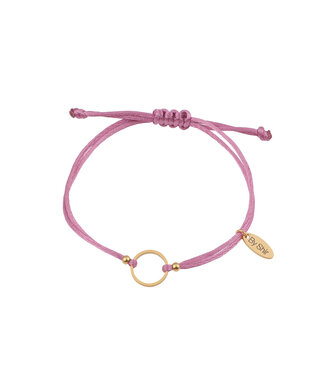 By Shir Bracelet silk cord pink circle (gold-plated) stainless steel