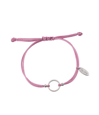 By Shir Bracelet silk cord pink circle stainless steel