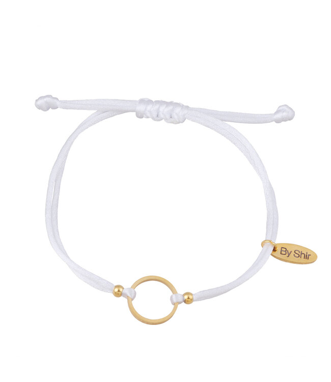 By Shir Bracelet silk cord white circle (gold-plated) stainless steel