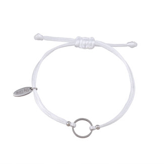 By Shir Bracelet silk cord white circle stainless steel