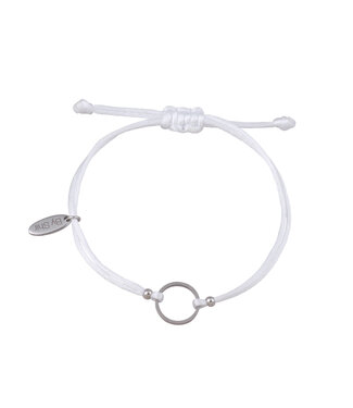 By Shir Bracelet silk cord white circle stainless steel
