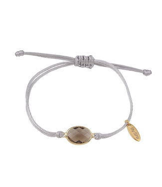 By Shir Bracelet silk cord gray stone gray (gold-plated) stainless steel