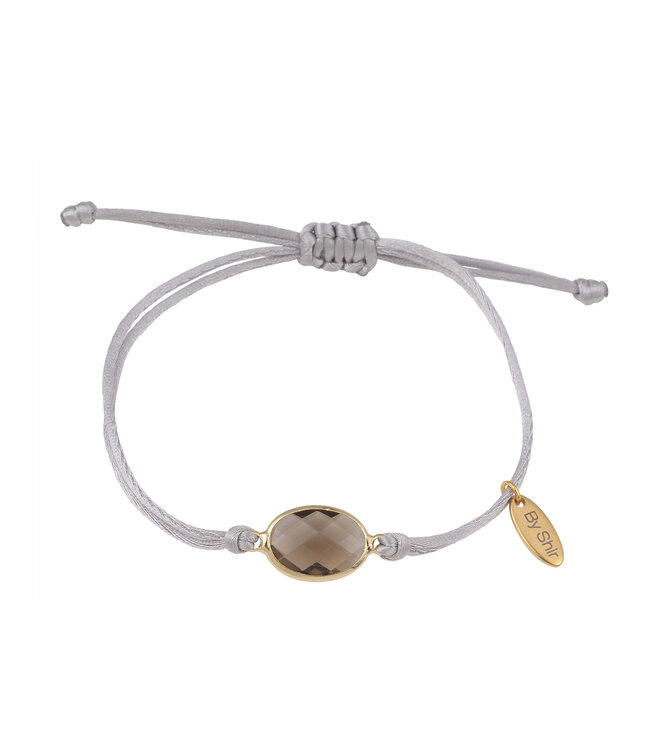 By Shir Bracelet silk cord gray stone gray (gold-plated) stainless steel