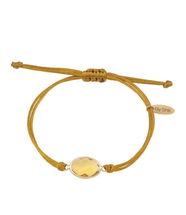 By Shir Bracelet silk cord olive stone brown