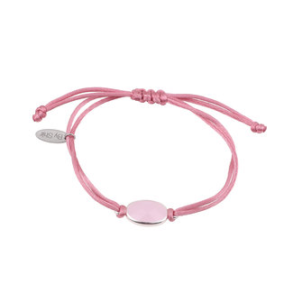 By Shir Armband silk koord roze steen roze