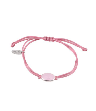By Shir Armband silk koord roze steen roze