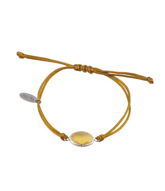 By Shir Armband silk koord olijf steen bruin