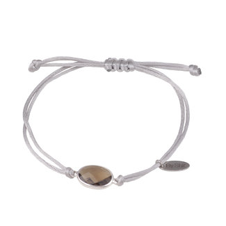 By Shir Armband silk koord grijs steen grijs