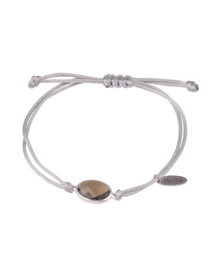 By Shir Armband silk koord grijs steen grijs