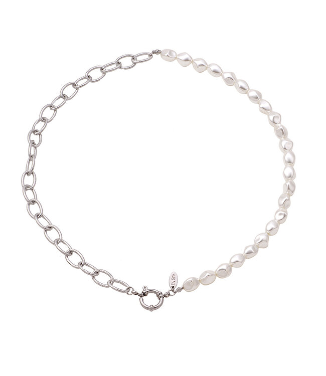 By Shir Ketting parels en chain met luxe sluiting edelstaal