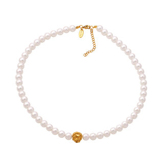 By Shir Necklace of Pearls with Leopard