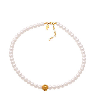 By Shir Necklace of Pearls with Leopard