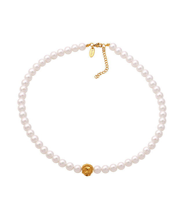 By Shir Necklace of Pearls with Leopard