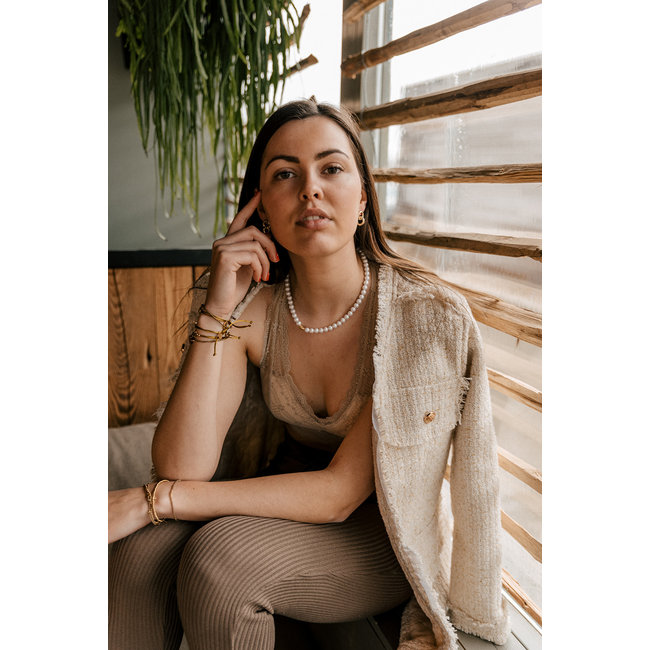 By Shir Necklace of Pearls with Leopard