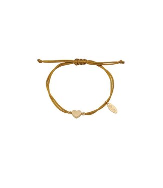 By Shir Silk koord bruin met (verguld) hartje