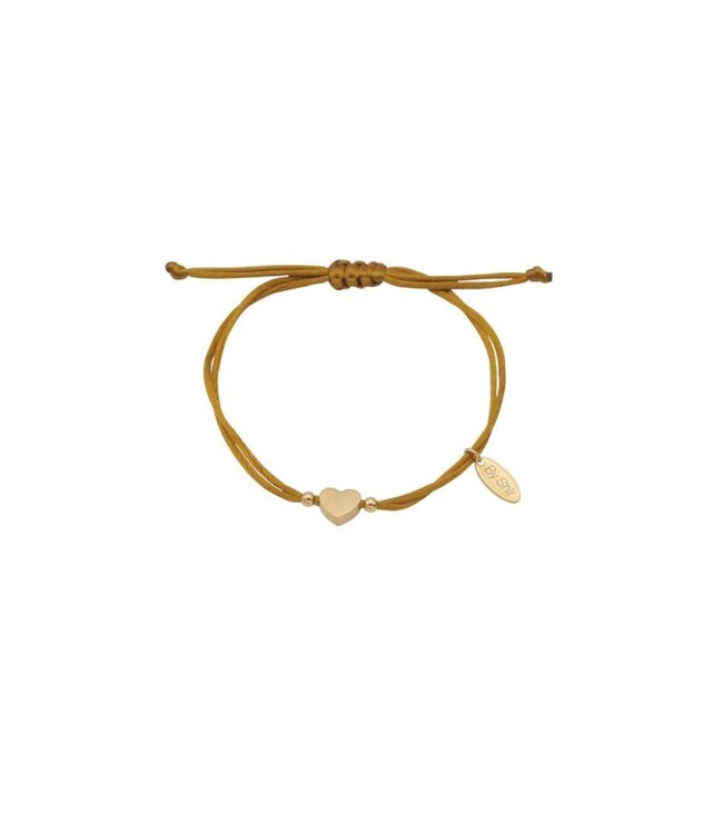 By Shir Silk koord bruin met (verguld) hartje