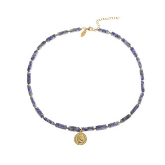 By Shir Ketting edelstenen Bluespot Jaspis met munt