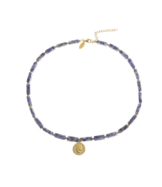 By Shir Ketting edelstenen Bluespot Jaspis met munt