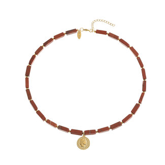 By Shir Edelsteinkette Jaspis Brecci mit Münze