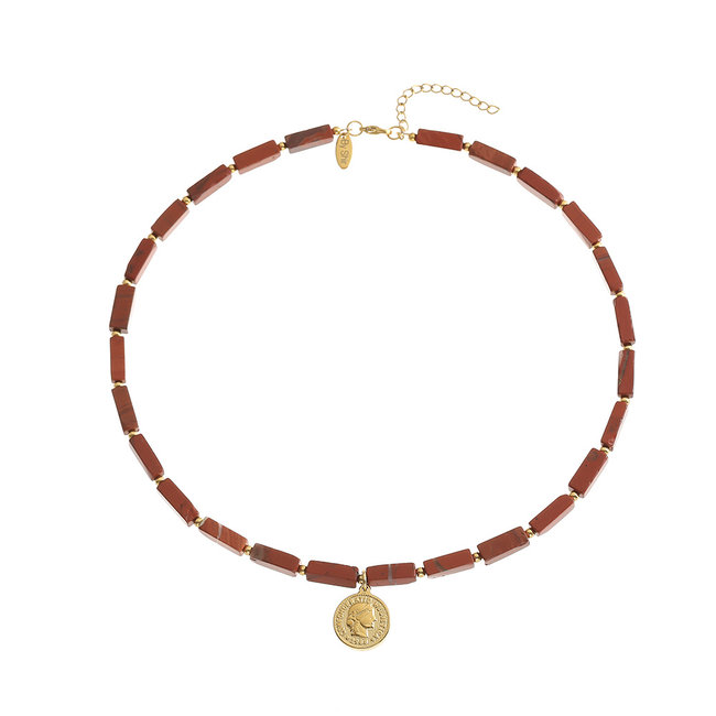 By Shir Ketting edelstenen Jaspis Brecci met munt