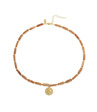 By Shir Moss Agate gemstone necklace Rose with coin