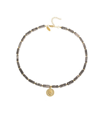 By Shir Ketting edelstenen Picasso Jaspis met munt
