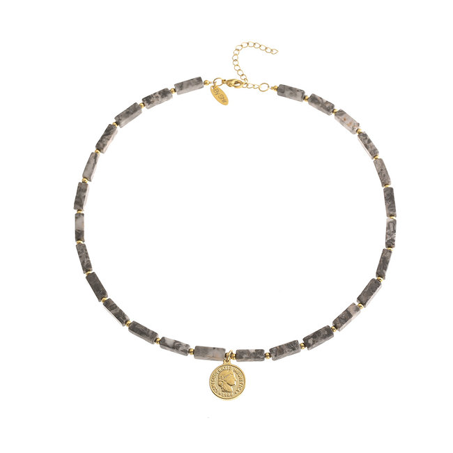 By Shir Ketting edelstenen Picasso Jaspis met munt