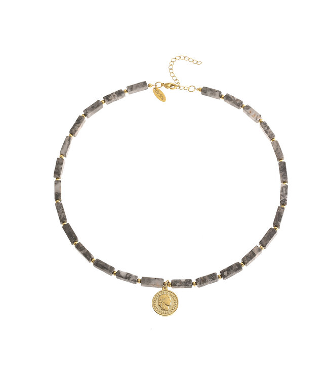 By Shir Ketting edelstenen Picasso Jaspis met munt