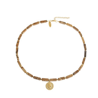 By Shir Chain of gemstones Picture Jasper with coin