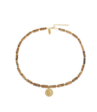 By Shir Chain of gemstones Picture Jasper with coin
