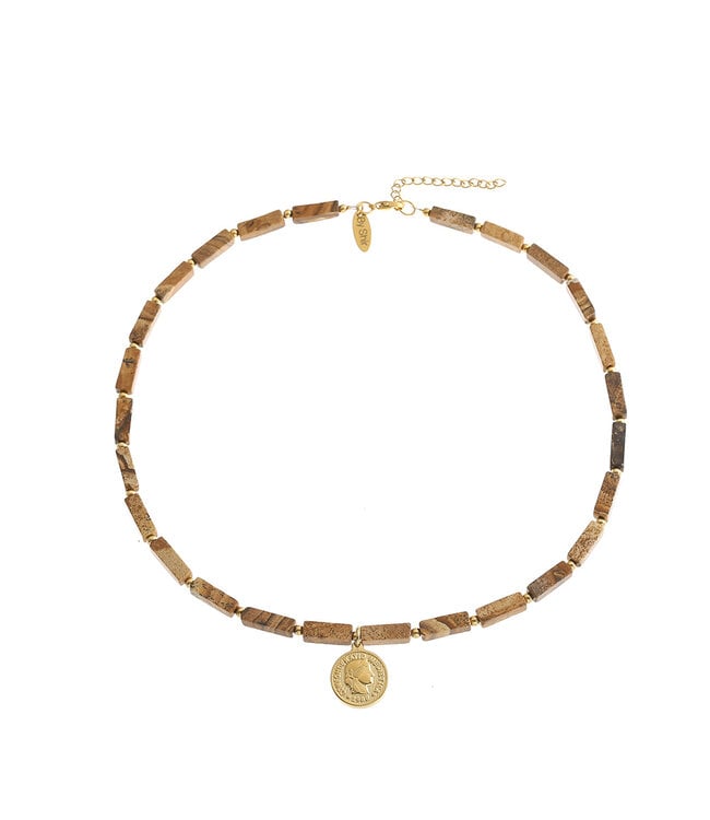 By Shir Ketting edelstenen Picture Jaspis met munt
