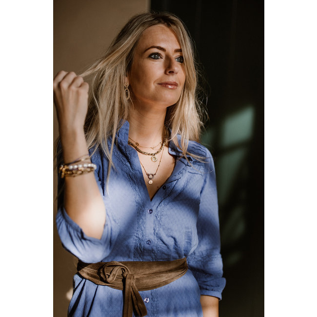 By Shir Ketting edelstenen Veldspaat met munt