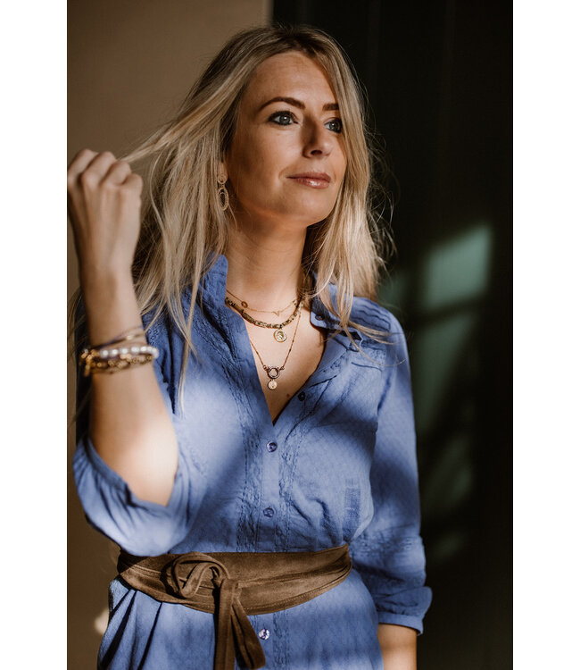 By Shir Gemstone necklace with feldspar and coin