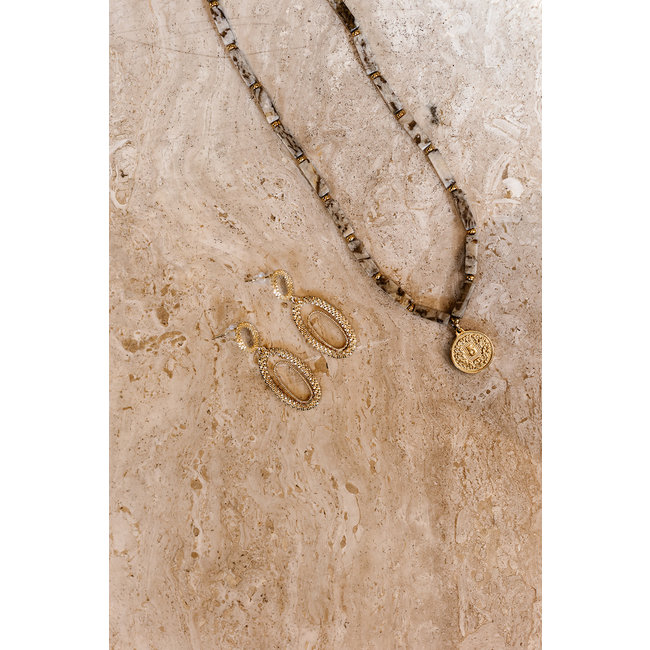 By Shir Ketting edelstenen Veldspaat met munt