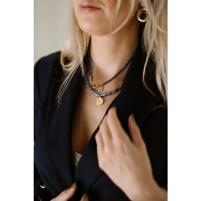 By Shir Ketting edelstenen Bluespot Jaspis met munt