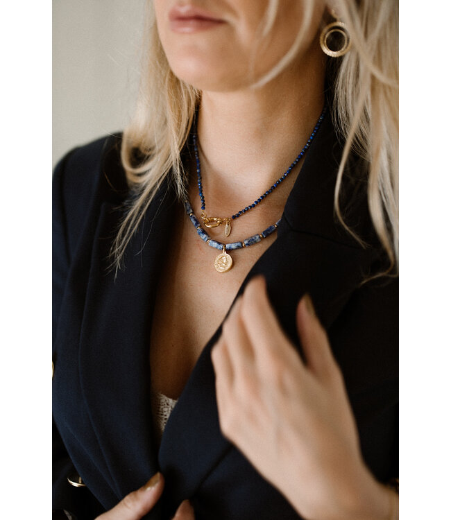 By Shir Gemstone chain Bluespot Jasper with coin