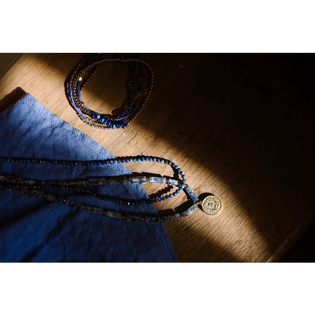 By Shir Ketting edelstenen Bluespot Jaspis met munt