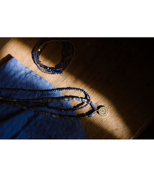 By Shir Ketting edelstenen Bluespot Jaspis met munt