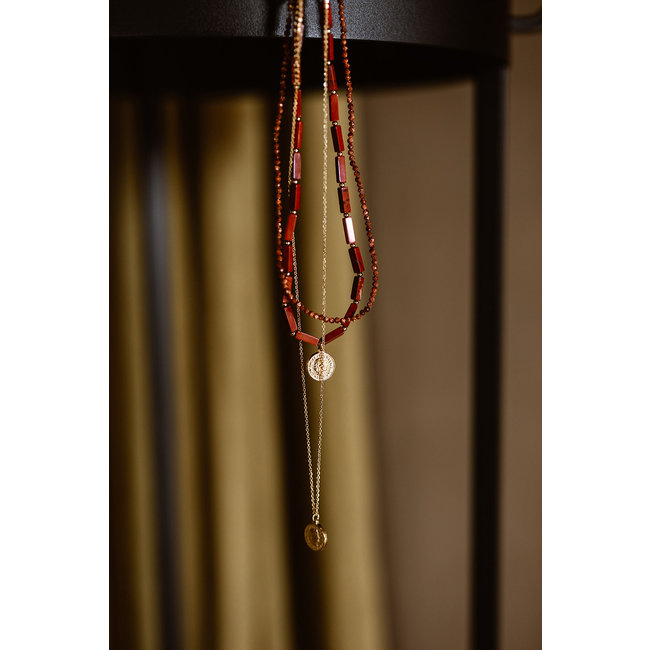 By Shir Ketting edelstenen Jaspis Brecci met munt