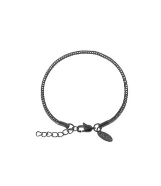 By Shir For Him armband edelstaal zwart verstelbaar 2mm