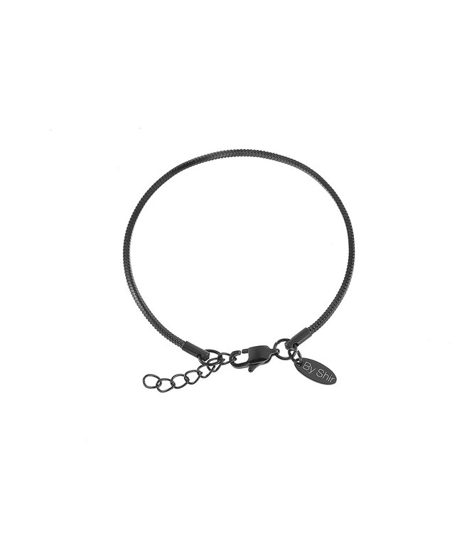 By Shir For Him armband edelstaal zwart verstelbaar 1,5mm