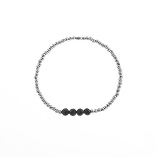 By Shir Bracelet kids stainless steel beads Agate black