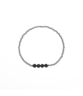 By Shir Armband Kinder Edelstahl Perlen Achat schwarz